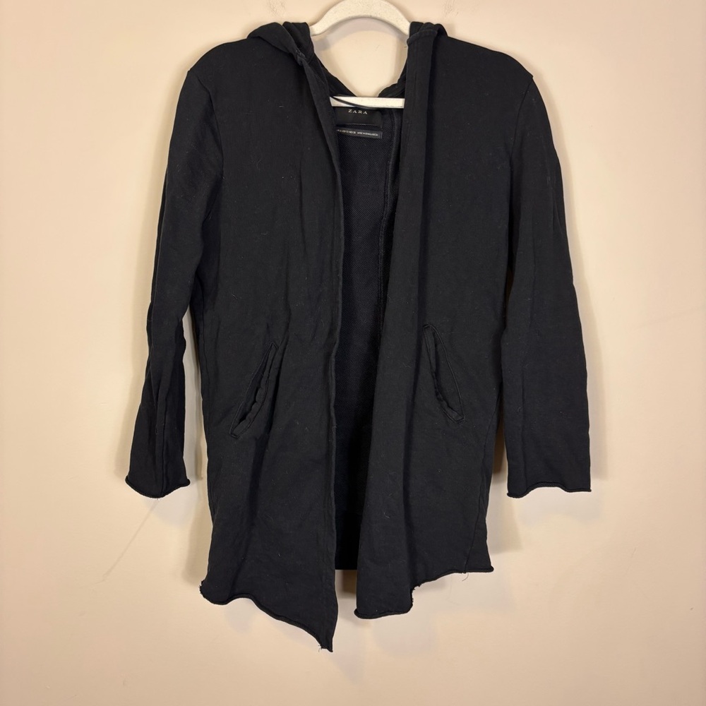Zara Black Knitwear Open Hooded Cardigan Jacket Small